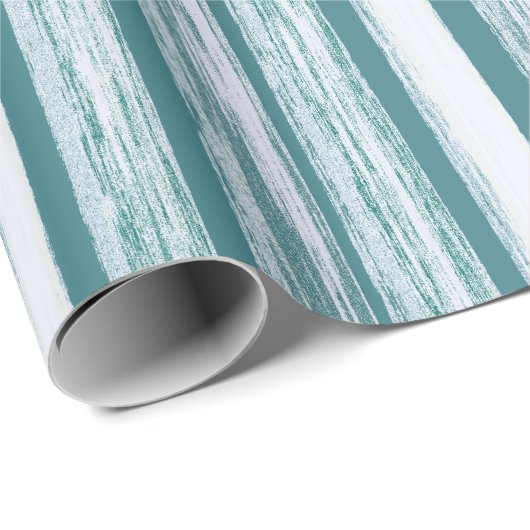 Papier Cadeau Jade Green Beach Hut Motif élégant (Coin rond)