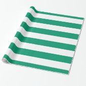 Papier Cadeau Jade Green, White XL Stripes Motif (Déroulé)