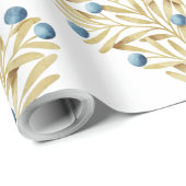 Papier Cadeau J'adore. Adore Fall. Feuilles d'automne et baies b (Coin rond)