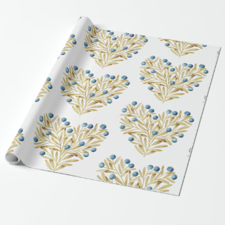 Papier Cadeau J'adore. Adore Fall. Feuilles d'automne et baies b
