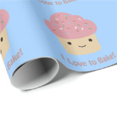 Papier Cadeau J'adore Bake ! Cute Cupcake (Coin rond)