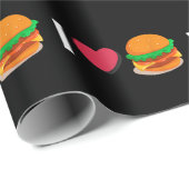 Papier Cadeau J'adore Burger Cheeseburger Manger Malsain (Coin rond)