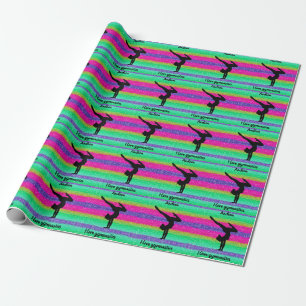 Papier Cadeau J'adore la gymnastique Rainbow Sparkle