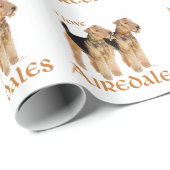 Papier Cadeau J'adore les Airedales (Coin rond)