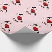 Papier Cadeau J'adore les chats rose (Coin)