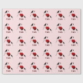 Papier Cadeau J'adore les chats rose (Plat)