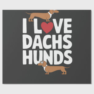 Papier Cadeau J'adore les dachshunds Graphique amusant pour les