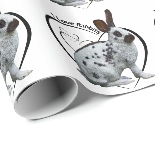 Papier cadeau J'adore les lapins (Coin rond)