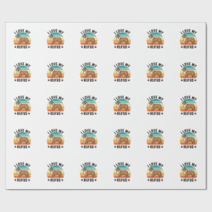 Papier Cadeau J'adore mon design de chien vintage Rufus_1