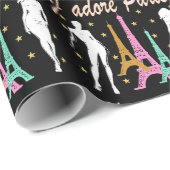 PAPIER CADEAU J'ADORE PARIS EIFFEL TOWER DESIGN (Coin rond)