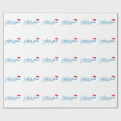 Papier Cadeau j'adore Paris (J'aime Paris) avec béret rouge (Plat)