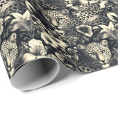Papier Cadeau Jaguar de la Jungle vintage (Coin rond)