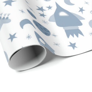 Papier Cadeau J'ai besoin d'un peu d'espace UFO Planètes Rocket