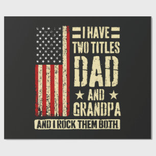 Papier Cadeau J'ai Deux Titres Papa Et Papi Fête Des Pères