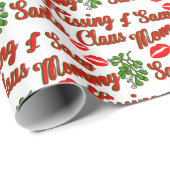 Papier Cadeau J'ai vu maman embrasser le Père Noël (Coin rond)