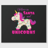 Papier Cadeau J'aime à Santa and unicorns (Plat)