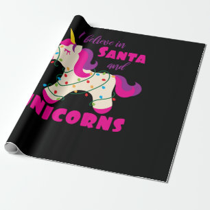 Papier Cadeau J'aime à Santa and unicorns