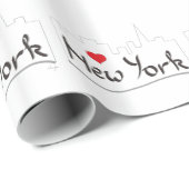 Papier Cadeau J'aime (coeur) New York, New York (Coin rond)