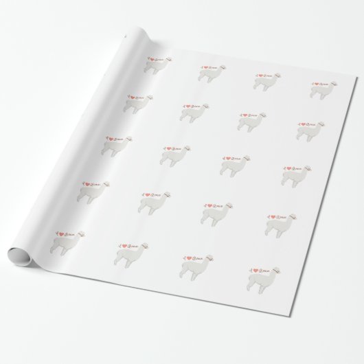 Papier Cadeau J'aime des alpaga (Déroulé)