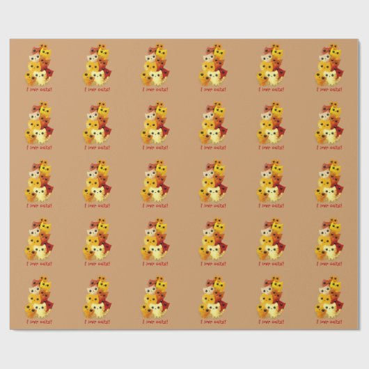 Papier Cadeau J'aime des chats (Plat)
