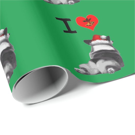 Papier Cadeau J'aime des Corgis (Coin rond)