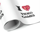 Papier Cadeau J'aime des jeux vidéo (Coin rond)