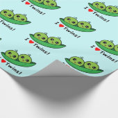 Papier Cadeau J'aime des jumeaux : Deux pois dans une cosse (Coin)