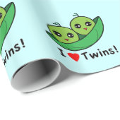 Papier Cadeau J'aime des jumeaux : Deux pois dans une cosse (Coin rond)