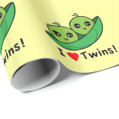 Papier Cadeau J'aime des jumeaux : Deux pois dans une cosse (Coin rond)