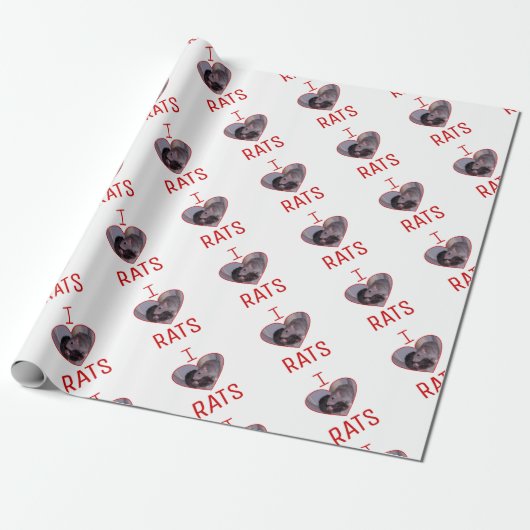 Papier Cadeau J'aime des rats ! (Déroulé)