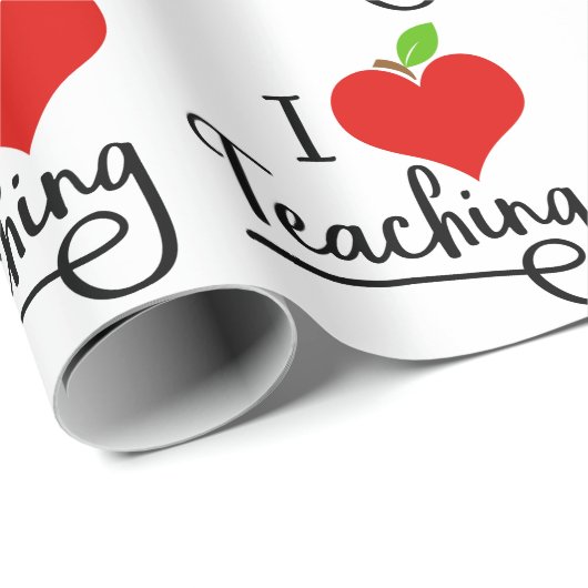 Papier Cadeau J'aime Enseignant Enseignant (Coin rond)