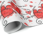 Papier Cadeau J'Aime, J'Aime, Je T'Aime (Coin rond)