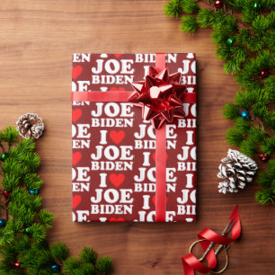 Papier Cadeau J'aime Joe Biden   Joe Biden Heart Don