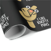 Papier Cadeau J'Aime Knotty Puns Funny Rope Pun Dark BG (Coin rond)