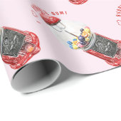 Papier Cadeau J'Aime La gomme À Bulles (Coin rond)