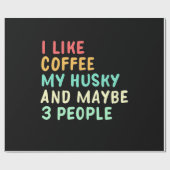 Papier Cadeau J'Aime Le Café Et Mon Husky (Plat)