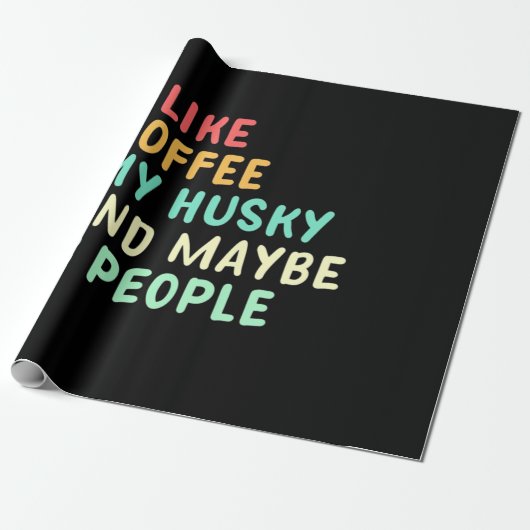 Papier Cadeau J'Aime Le Café Et Mon Husky (Déroulé)