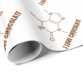 Papier Cadeau J'aime le chocolat (la molécule chimique de (Coin rond)