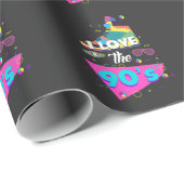 Papier Cadeau J'aime le costume rétro des années 90 (Coin rond)