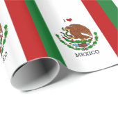 Papier Cadeau j'aime le drapeau mexique - mexicain (Coin rond)