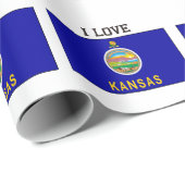 Papier Cadeau J'aime le Kansas (Coin rond)