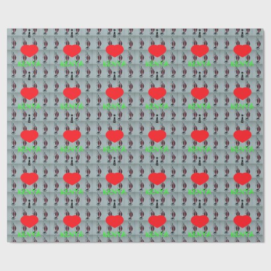 Papier Cadeau J'aime le Kenya (Plat)