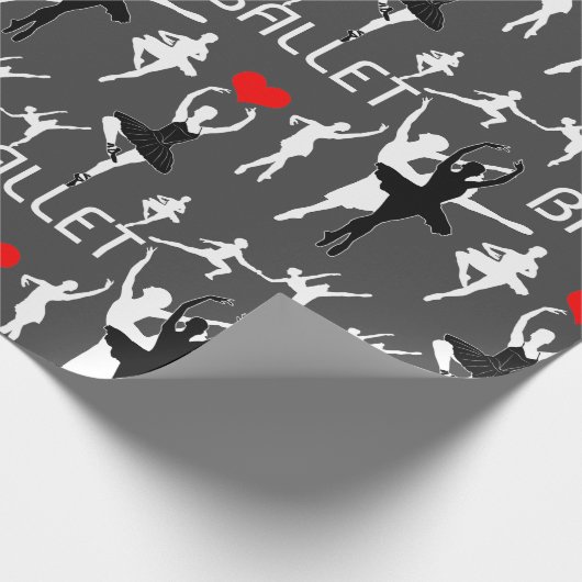 Papier Cadeau J'Aime Le Motif De Ballet. Danseurs de ballet blan (Coin)
