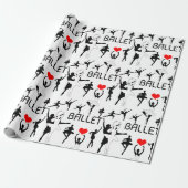 Papier Cadeau J'Aime Le Motif De Ballet. Danseurs de ballet noir (Déroulé)
