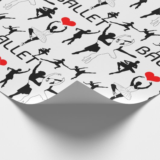 Papier Cadeau J'Aime Le Motif De Ballet. Danseurs de ballet noir (Coin)