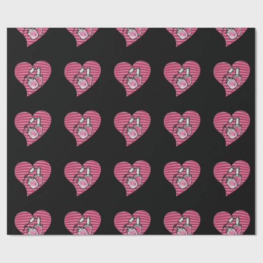 Papier Cadeau J'aime le vernis à ongles (Plat)