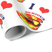 Papier Cadeau J'Aime Les Burgers Sérieux (Coin rond)