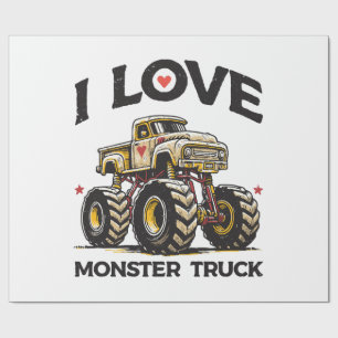 Papier Cadeau J'aime les camions monstres