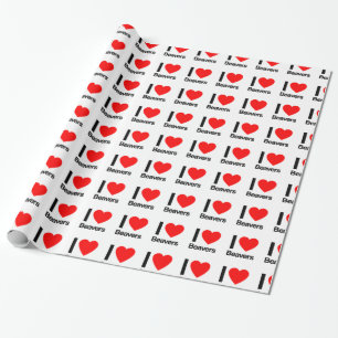 Papier Cadeau j'aime les castors