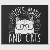 Papier Cadeau J'Aime Les Maths Et Les Chats Cute Kitty Chat (Plat)